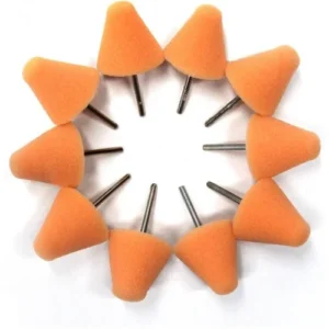 Mini Parlatma Sistemi için Pimli Konik Turuncu Parlatma Pedi - 10 adet/paket (Çap: 3×4,5cm)