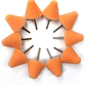 Mini Parlatma Sistemi için Pimli Konik Turuncu Parlatma Pedi - 10 adet/paket (Çap: 3×4,5cm)