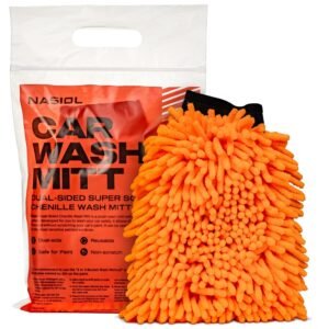 Nasiol Çift Taraflı Mikrofiber Süper Yumuşak Peluş Araç Yıkama Eldiveni-Çiziksiz Temizlik