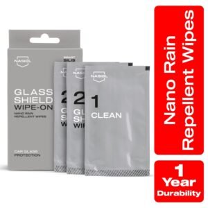 Nasiol Glasshield Wipe-On Nano Yağmur Kaydırıcı Mendil-Cam Yüzey Seramik Kaplama-1 Yıl Dayanım