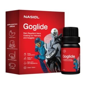Nasiol Goglide Motosiklet,Kask Vizörü ve Ekstrem Spor Gözlüğü için Su İtici-Nano Yağmur Kaydırıcı-1 Yıl Dayanım-10ml