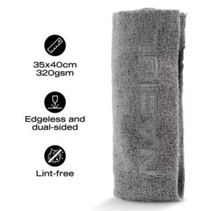 Nasiol Wipe&Buff Mikrofiber Seramik Kaplama Detailing Bezi 10'lu-Koyu Gri-35x40cm-320gsm