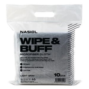 Nasiol Wipe&Buff Mikrofiber Seramik Kaplama Detailing Bezi 10'lu-Açık Gri-35x40cm-320gsm